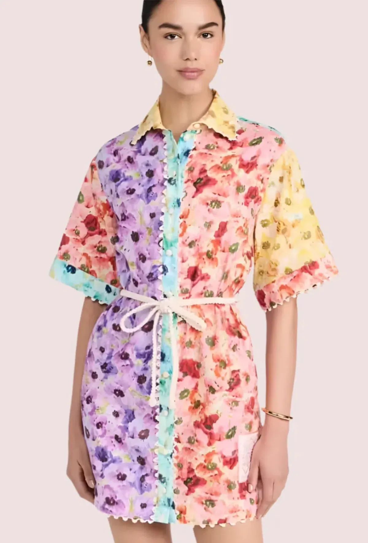 Zimmermann Lightburst Mini Shirt Dress Size 3 AU 14 for rent on The Volte - main image