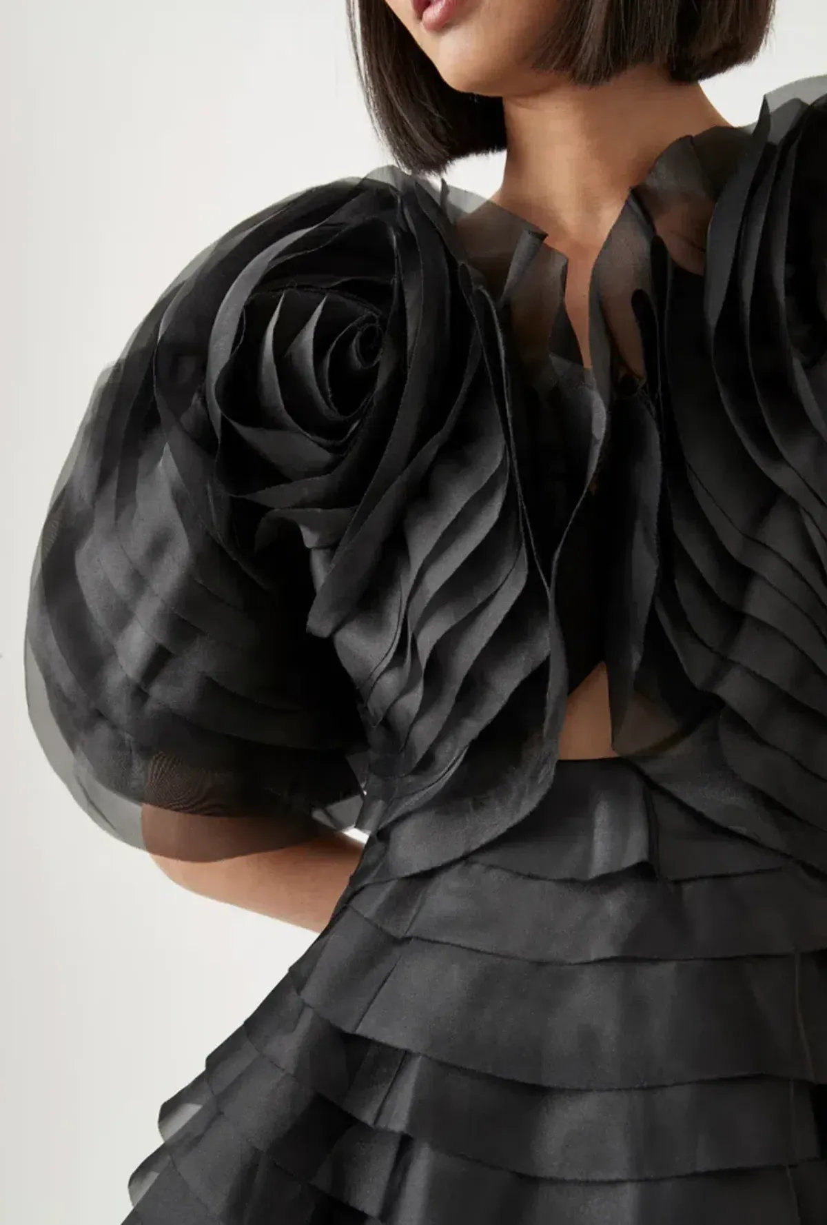 AJE Amour Ruffle Mini Dress- Black AU6 - Image 4