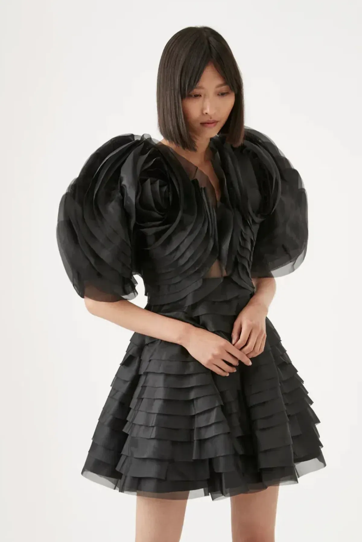 AJE Amour Ruffle Mini Dress- Black AU6 - Image 3