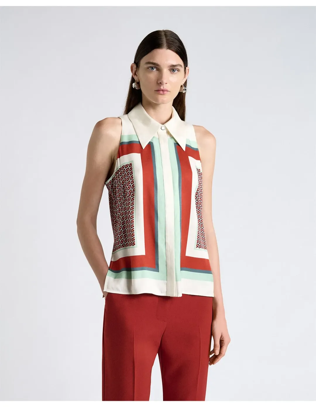 Cue Geo Tile Sleeveless Top Multi Size 8 for rent on The Volte - main image