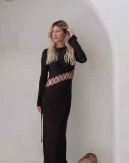 Shona Joy Arienzo Asymmetrical Lace Up Maxi Dress Black Size 10 for rent on The Volte - image 1