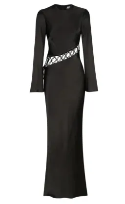 Shona Joy Arienzo Asymmetrical Lace Up Maxi Dress Black Size 10 for rent on The Volte - image 2