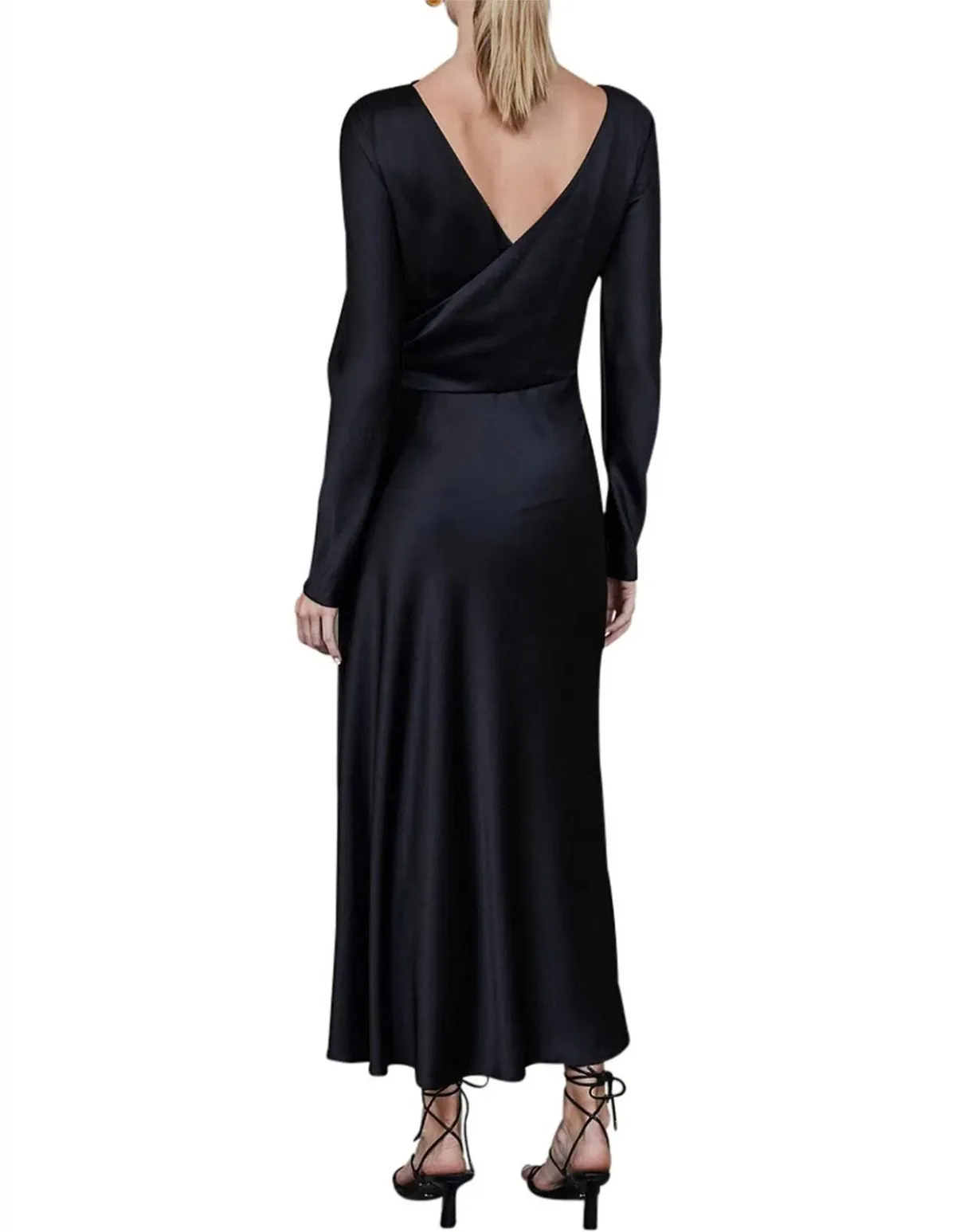 Bec & Bridge Agatha Long Sleeve Wrap Dress with Front Split Black AU8 for rent on The Volte - main image