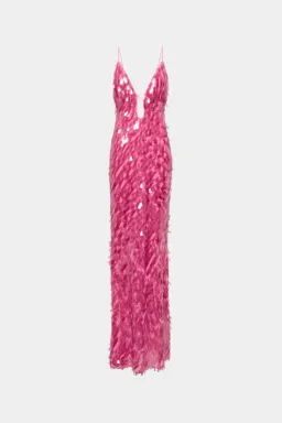 MISHA The Sapphire Sequin Maxi Dress in Fuchsia for rent on The Volte - image 4