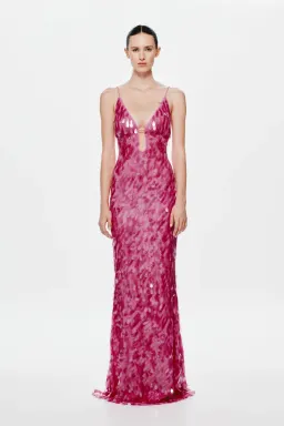 MISHA The Sapphire Sequin Maxi Dress in Fuchsia for rent on The Volte - image 1