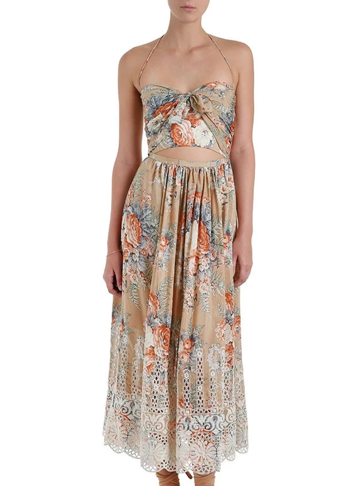 Zimmermann Anais Antique Tie Dress Nude Floral Size 8 - Image 2