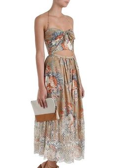 Zimmermann Anais Antique Tie Dress Nude Floral Size 8 for rent on The Volte - image 4