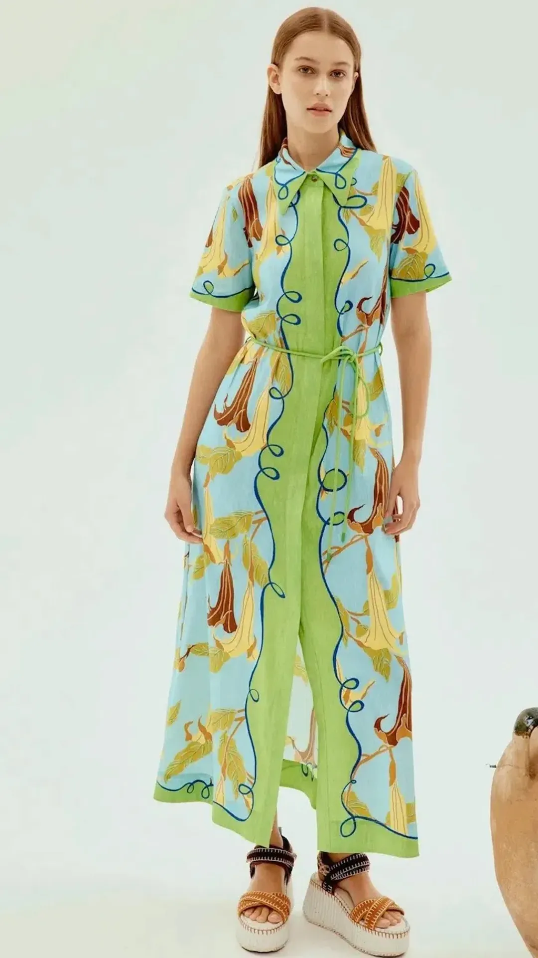 Alemais Rafaela Midi Shirtdress s.16 Green & Blue Dress for rent on The Volte - main image