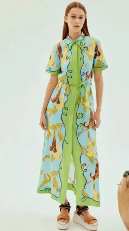Alemais Rafaela Midi Shirtdress s.16 Green & Blue Dress for rent on The Volte - image 1
