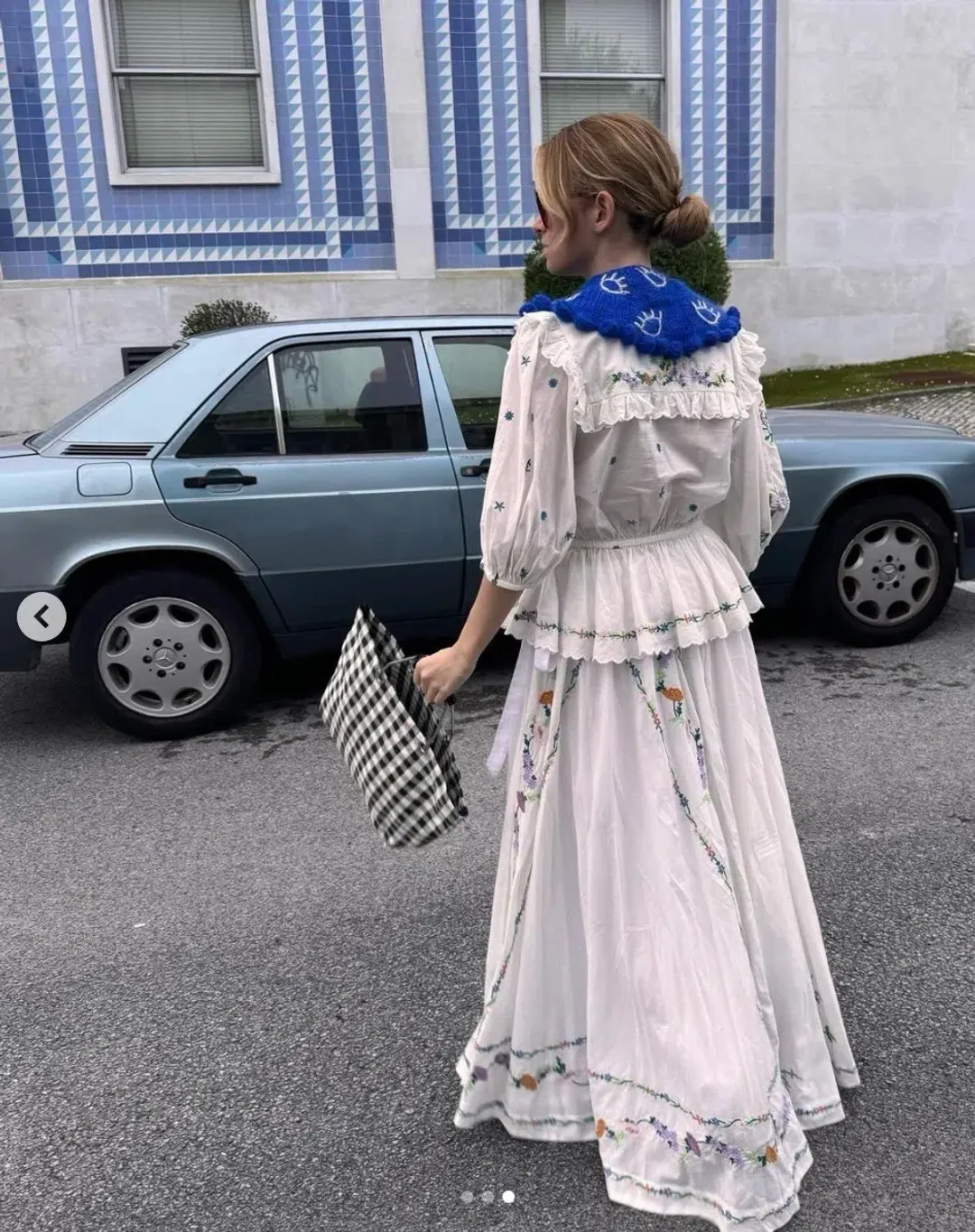 ALEMAIS Willa Embroidered Blouse and Midi Skirt Set White Floral Size 10 AU for rent on The Volte - main image
