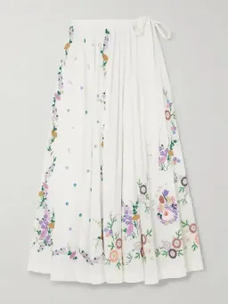ALEMAIS Willa Embroidered Blouse and Midi Skirt Set White Floral Size 10 AU for rent on The Volte - image 5