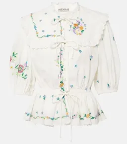 ALEMAIS Willa Embroidered Blouse and Midi Skirt Set White Floral Size 10 AU for rent on The Volte - image 4