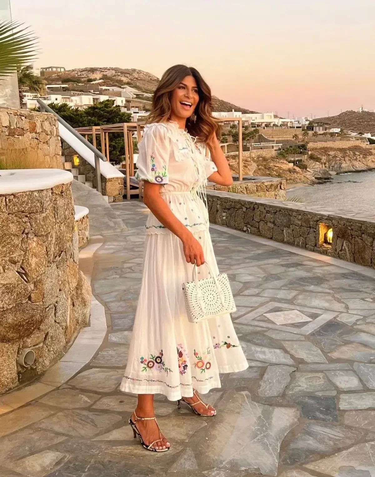 ALEMAIS Willa Embroidered Blouse and Midi Skirt Set White Floral Size 10 AU - Image 13