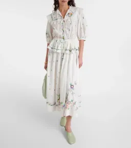 ALEMAIS Willa Embroidered Blouse and Midi Skirt Set White Floral Size 10 AU for rent on The Volte - image 8