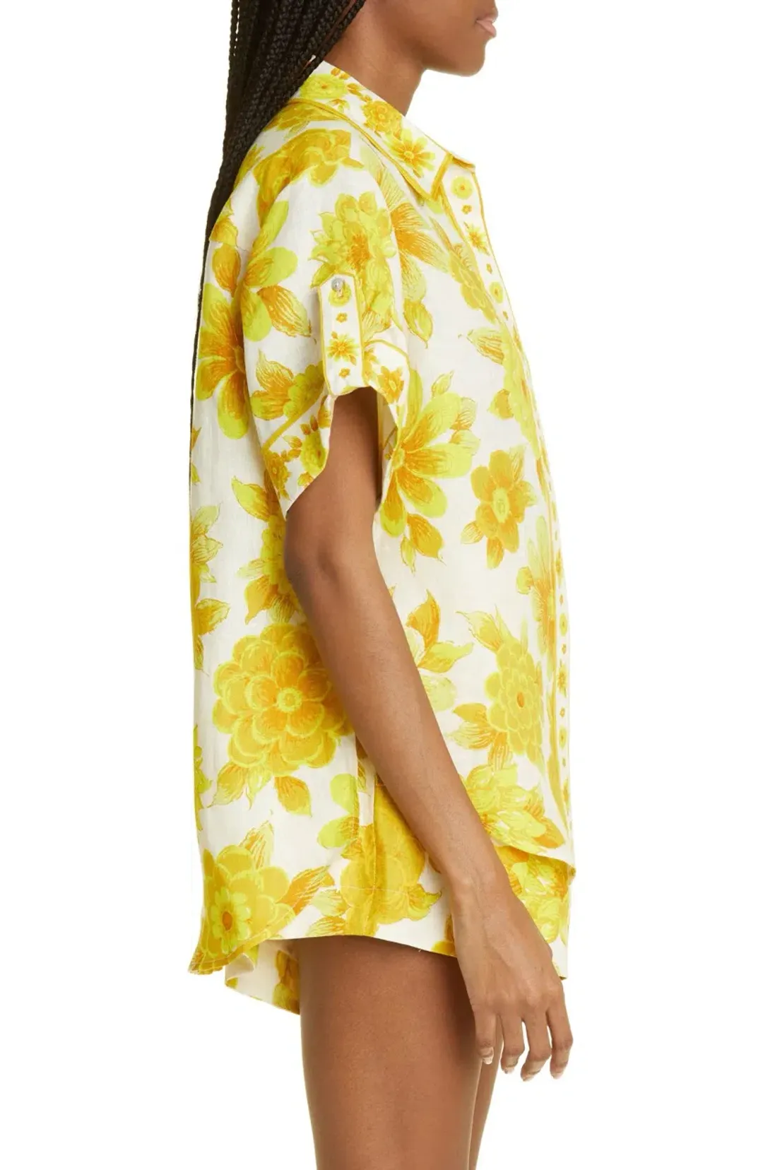 Alemais Sonny Oversized Shirt and Shorts Set Floral Lemon Size 8 for rent on The Volte - main image
