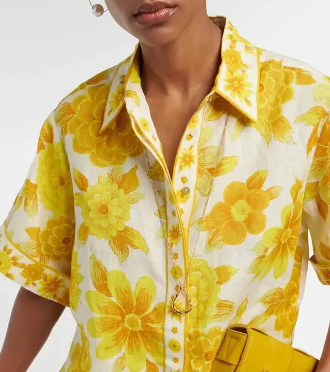 Alemais Sonny Oversized Shirt and Shorts Set Floral Lemon Size 8 for rent on The Volte - main image