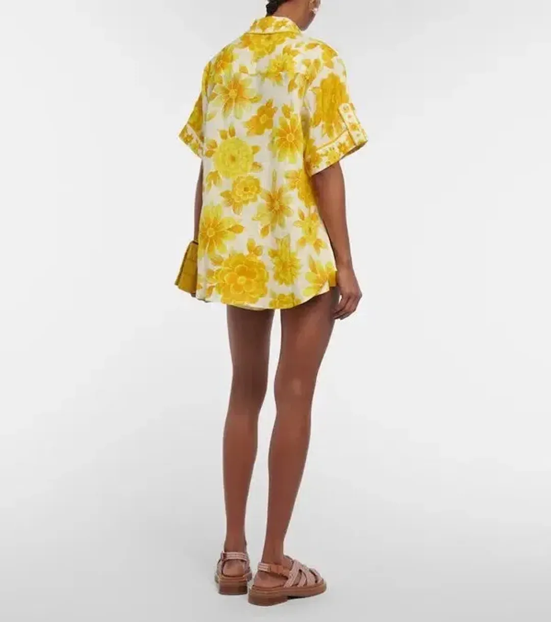 Alemais Sonny Oversized Shirt and Shorts Set Floral Lemon Size 8 for rent on The Volte - main image