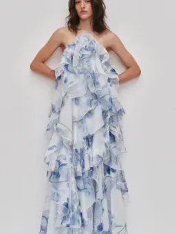 Aje Pandorea Layered Maxi Dress in Iris Size 8 for rent on The Volte - image 1