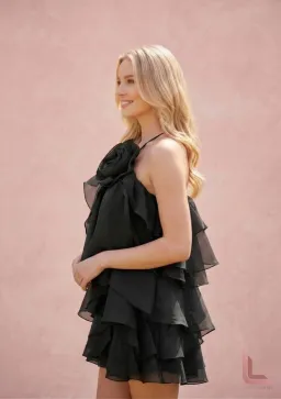 Aje Pandorea Layered Mini Dress BLACK for rent on The Volte - image 2