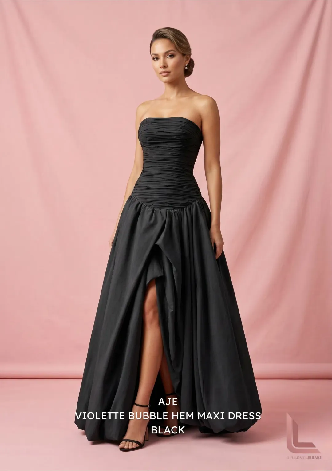 Aje Violetta Bubble Hem Maxi Dress BLACK for rent on The Volte - main image