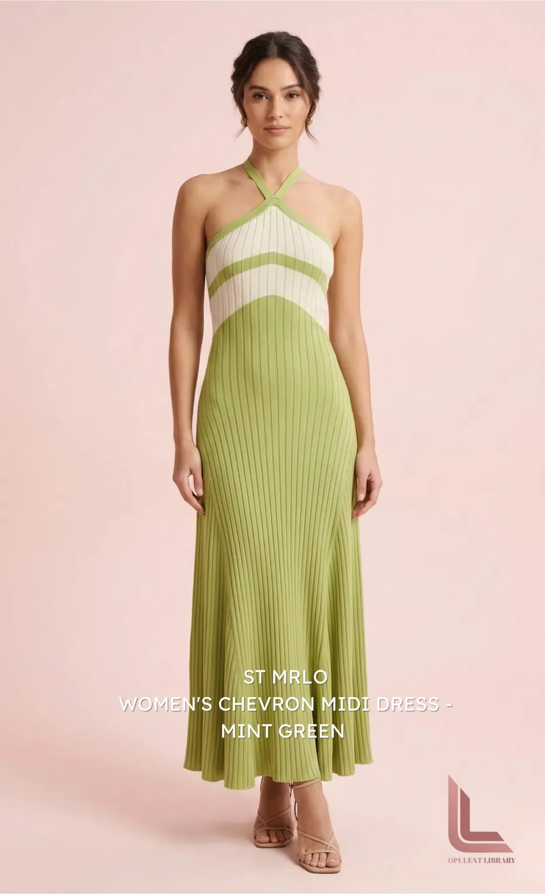 St Mrlo Women's Chevron Midi Dress - Mint Green for rent on The Volte - main image