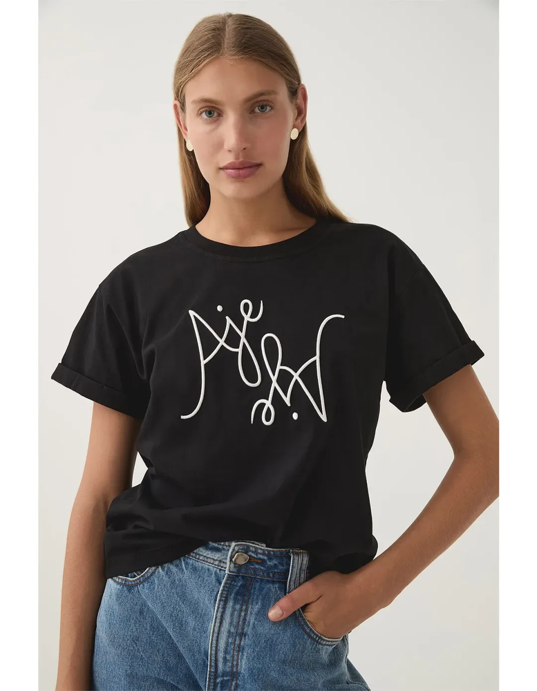 Aje Studio Prophecy Logo Oversized Tee Black Size 10 for rent on The Volte - main image
