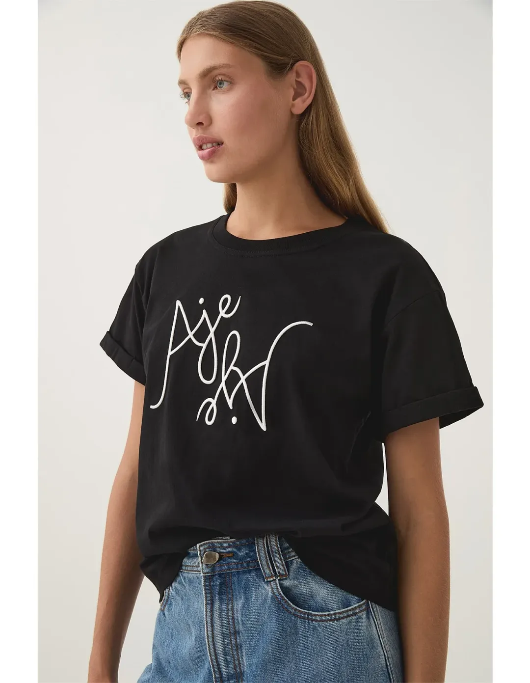 Aje Studio Prophecy Logo Oversized Tee Black Size 10 for rent on The Volte - main image
