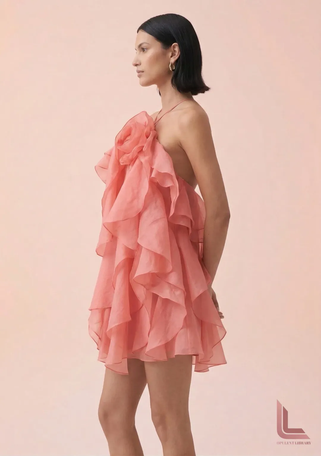 Aje Aje Pandorea Layered Mini Dress CORAL for rent on The Volte - main image