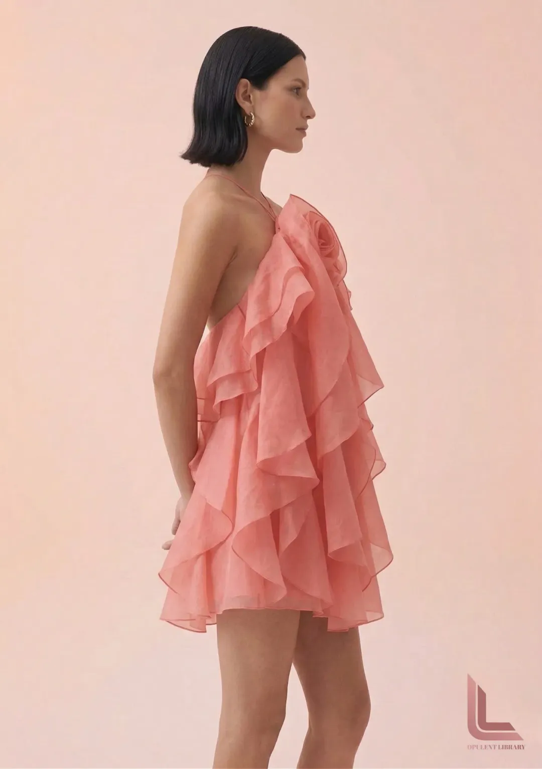 Aje Aje Pandorea Layered Mini Dress CORAL for rent on The Volte - main image