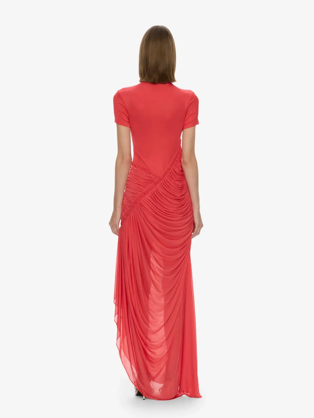 Christopher Esber Fusion Ruched Ripple Dress Watermelon Size 10 for rent on The Volte - main image