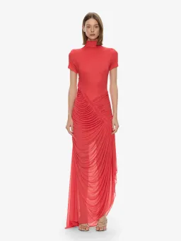 Christopher Esber Fusion Ruched Ripple Dress Watermelon Size 10 for rent on The Volte - image 1