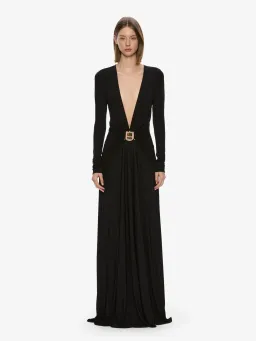 Christopher Esber Bezel Quartz Ruched Long Sleeve Dress Black Size 10 for rent on The Volte - image 1