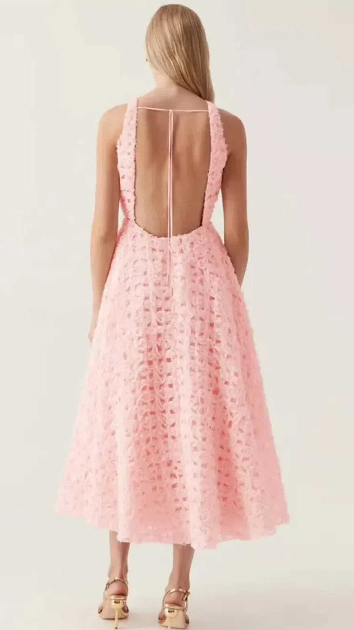 Aje Quintette Backless Midi Dress in Soft Pink Size 16 - Image 2