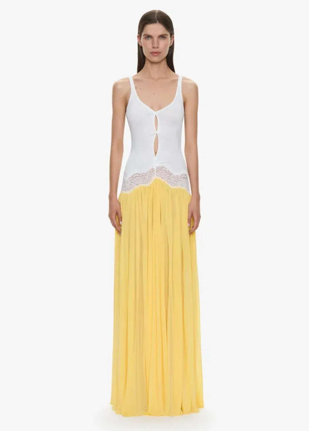 Christopher Esber Open Twist Verner Lace Tank Dress White Soleil Size 10 for rent on The Volte - main image