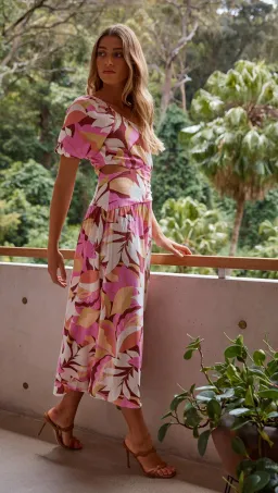 MINKPINK Kali One Shoulder Midi Dress – Tropical Floral – Size S for rent on The Volte - image 1
