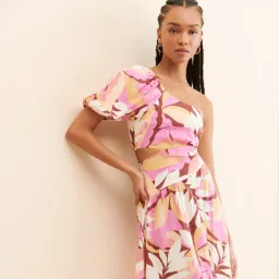 MINKPINK Kali One Shoulder Midi Dress – Tropical Floral – Size S for rent on The Volte - image 3
