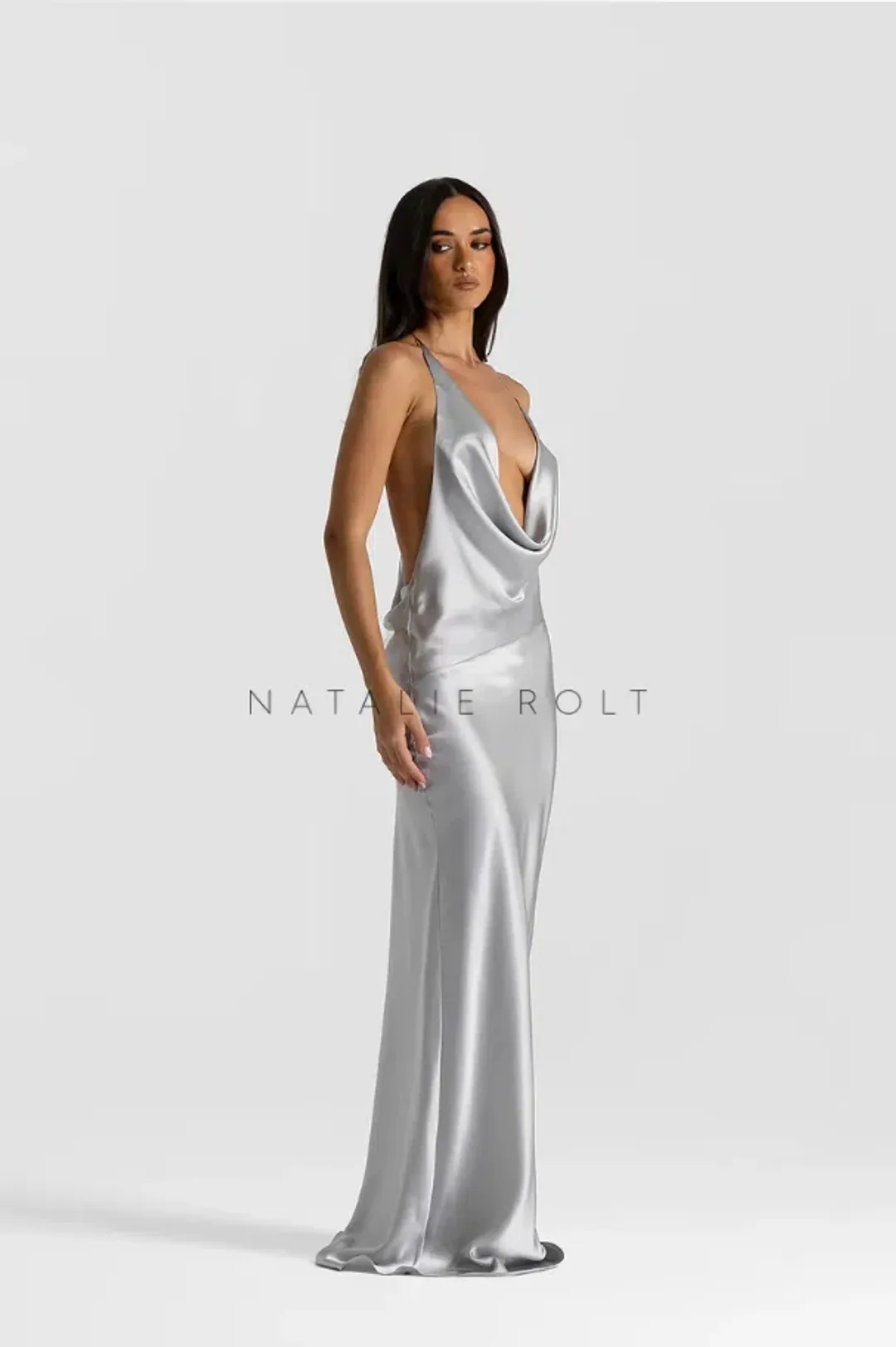 Natalie Rolt Gabi Gown Silver size 6 for rent on The Volte - main image