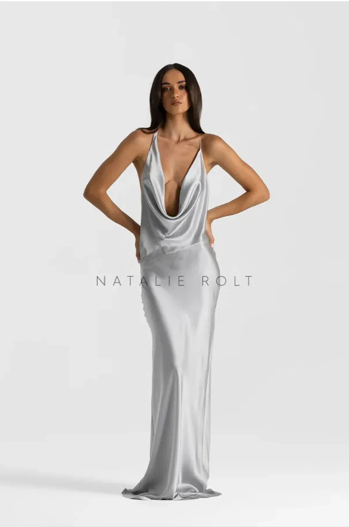 Natalie Rolt Gabi Gown Silver size 6 for rent on The Volte - main image