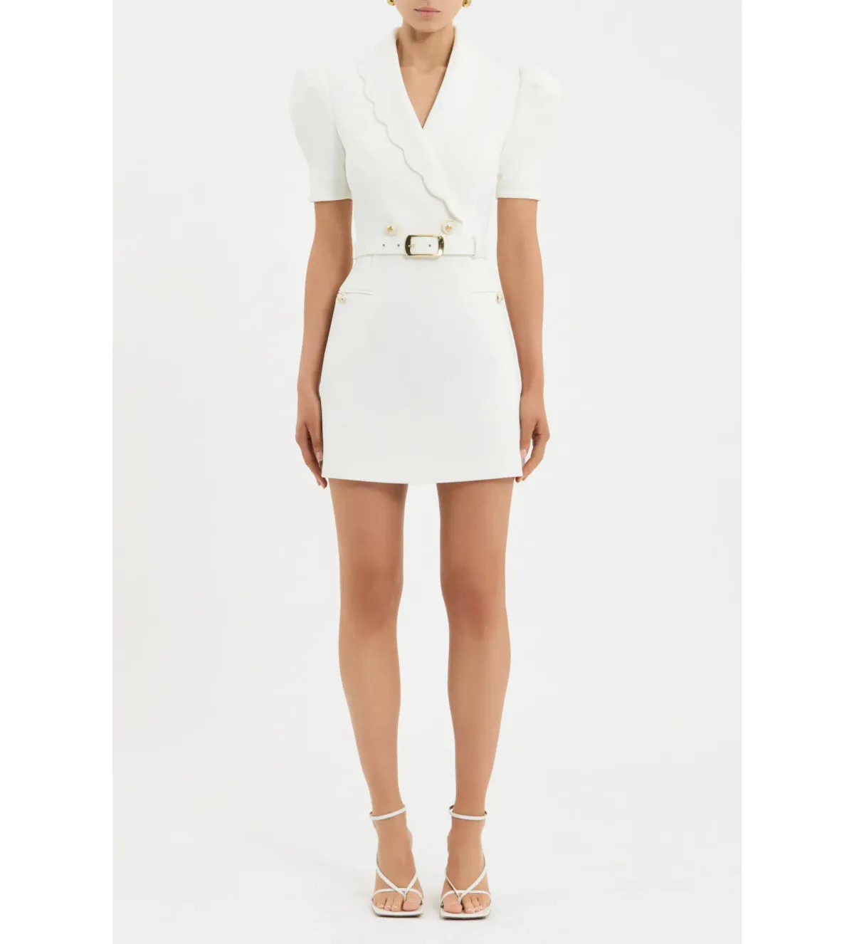Rebecca Vallance Marina Short Sleeve Mini Dress in Ivory Size 14 - Image 1