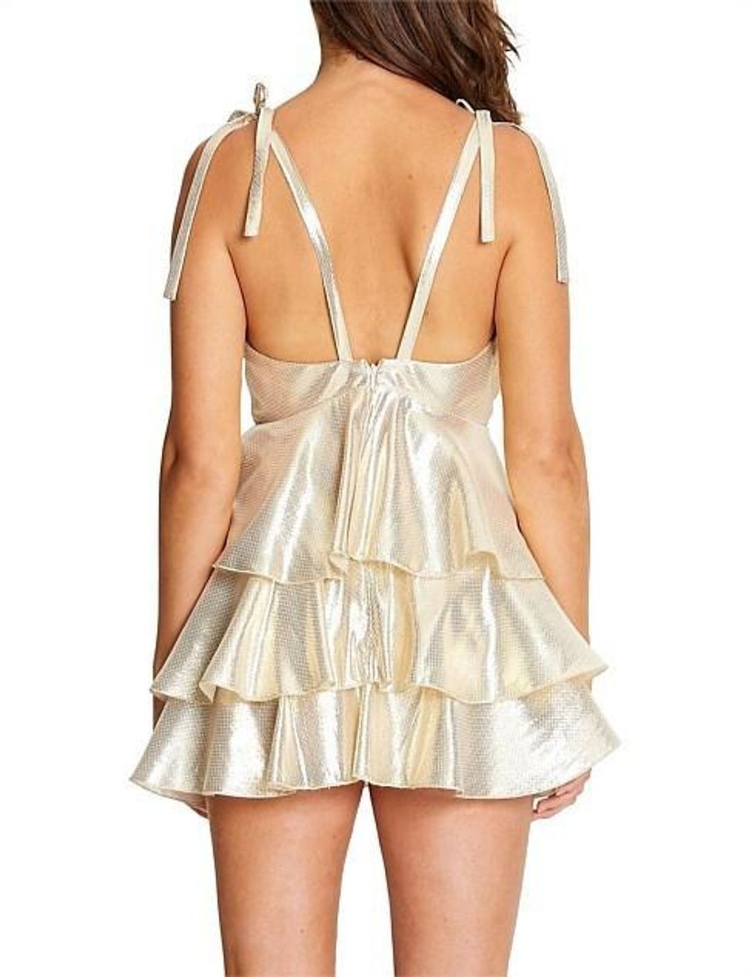 Alice McCall Astral Plane Mini Dress Gold size 8 for rent on The Volte - main image