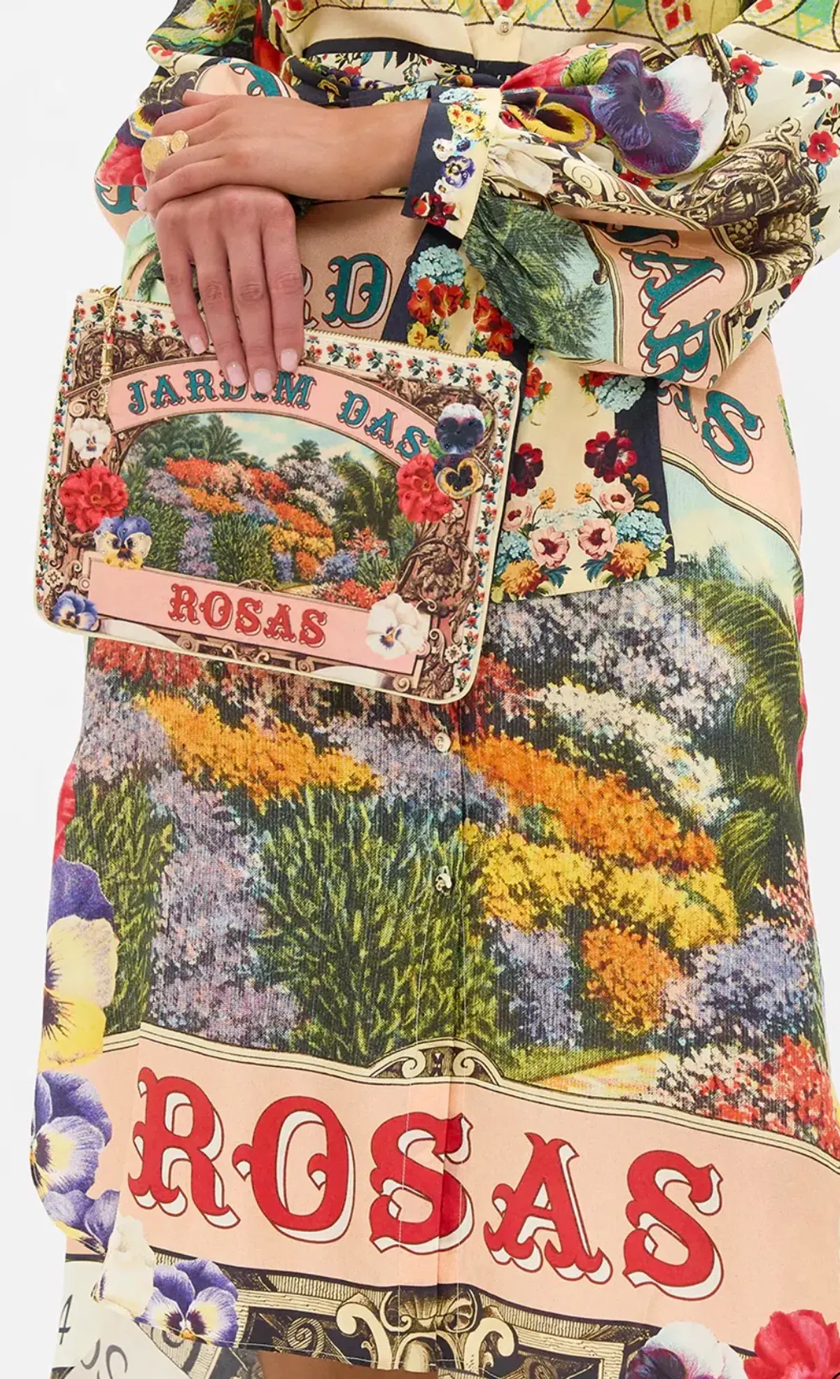 Camilla Blouson Sleeve Bias Dress Aromatic Amor size S (can fit 6-10) and matching clutch - Image 9