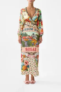 Camilla Blouson Sleeve Bias Dress Aromatic Amor size S (can fit 6-10) and matching clutch for rent on The Volte - image 7