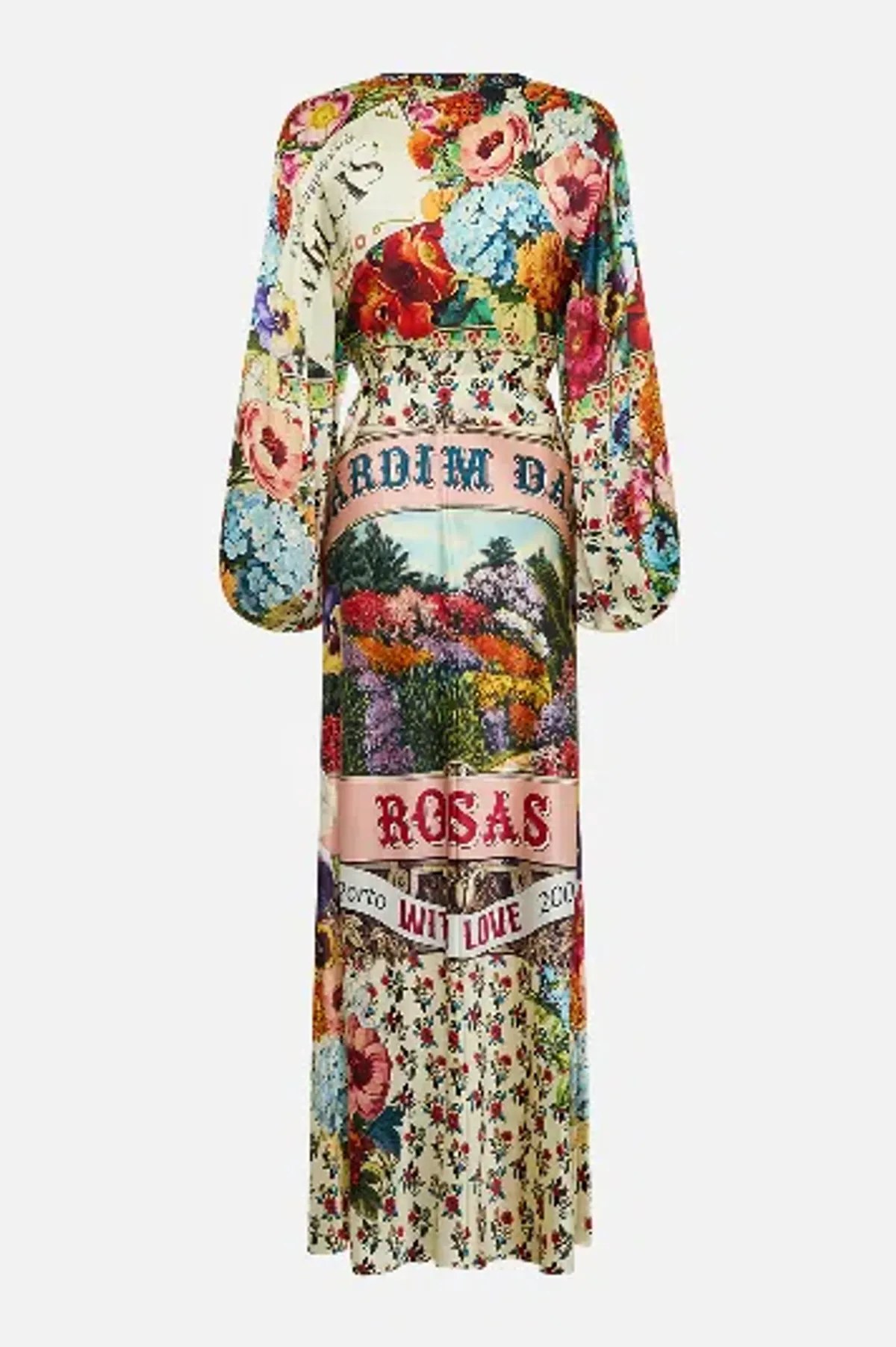 Camilla Blouson Sleeve Bias Dress Aromatic Amor size S (can fit 6-10) and matching clutch - Image 8