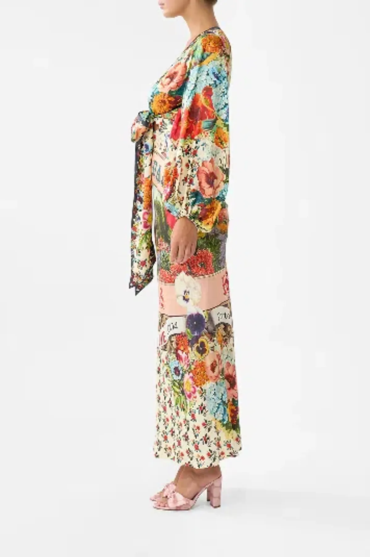 Camilla Blouson Sleeve Bias Dress Aromatic Amor size S (can fit 6-10) and matching clutch - Image 4