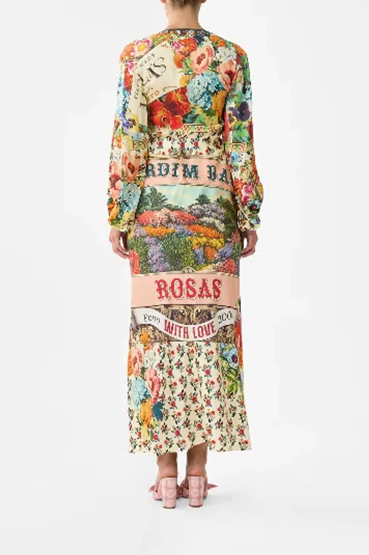 Camilla Blouson Sleeve Bias Dress Aromatic Amor size S (can fit 6-10) and matching clutch - Image 5