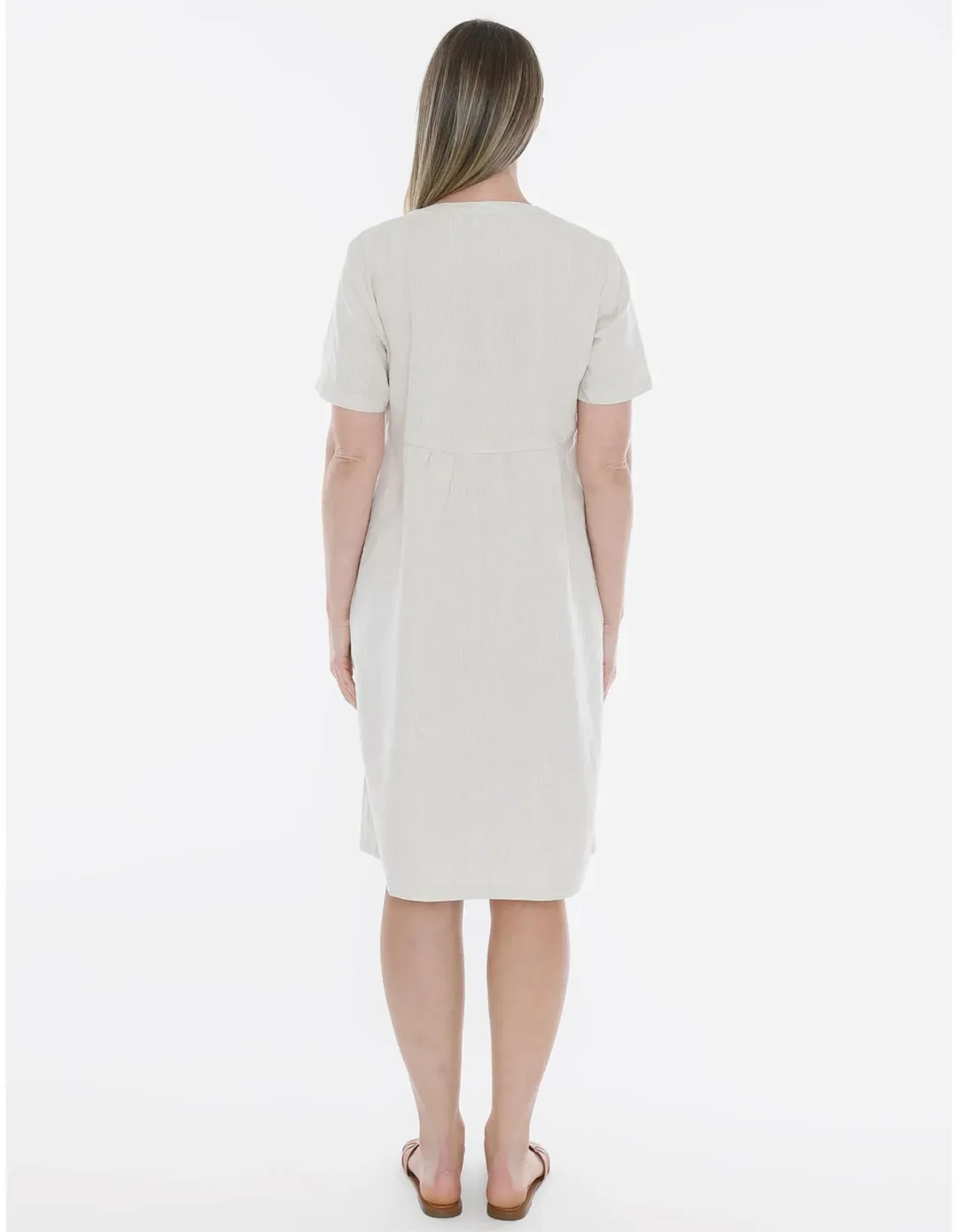 Jump Double Button V-neck Dress Beige Size 14 for rent on The Volte - main image