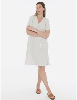 Jump Double Button V-neck Dress Beige Size 14 for rent on The Volte - image 3