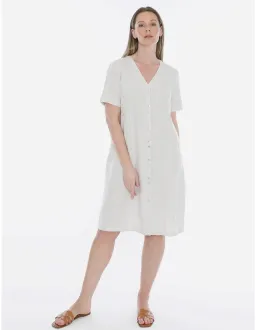 Jump Double Button V-neck Dress Beige Size 14 for rent on The Volte - image 2