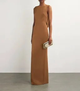 Alex Perry satin crepe draped back maxi dress in brown AU 14 for rent on The Volte - image 1