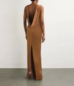 Alex Perry satin crepe draped back maxi dress in brown AU 14 for rent on The Volte - image 2